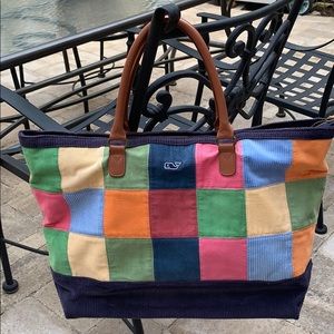 Vineyard Vines patchwork corduroy tote. New